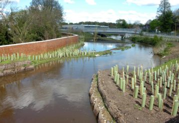 The Hoe Stream flood defences in action after the heavy rain of April 2012. Woking Park / Westfield Ave.   GL